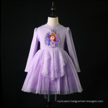 latest winter design long sleeve princess girls elsa frozen dresses